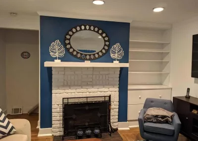 Classic blue and white color combination done in Benjamin Moore New York State of Mind and Chantilly Lace